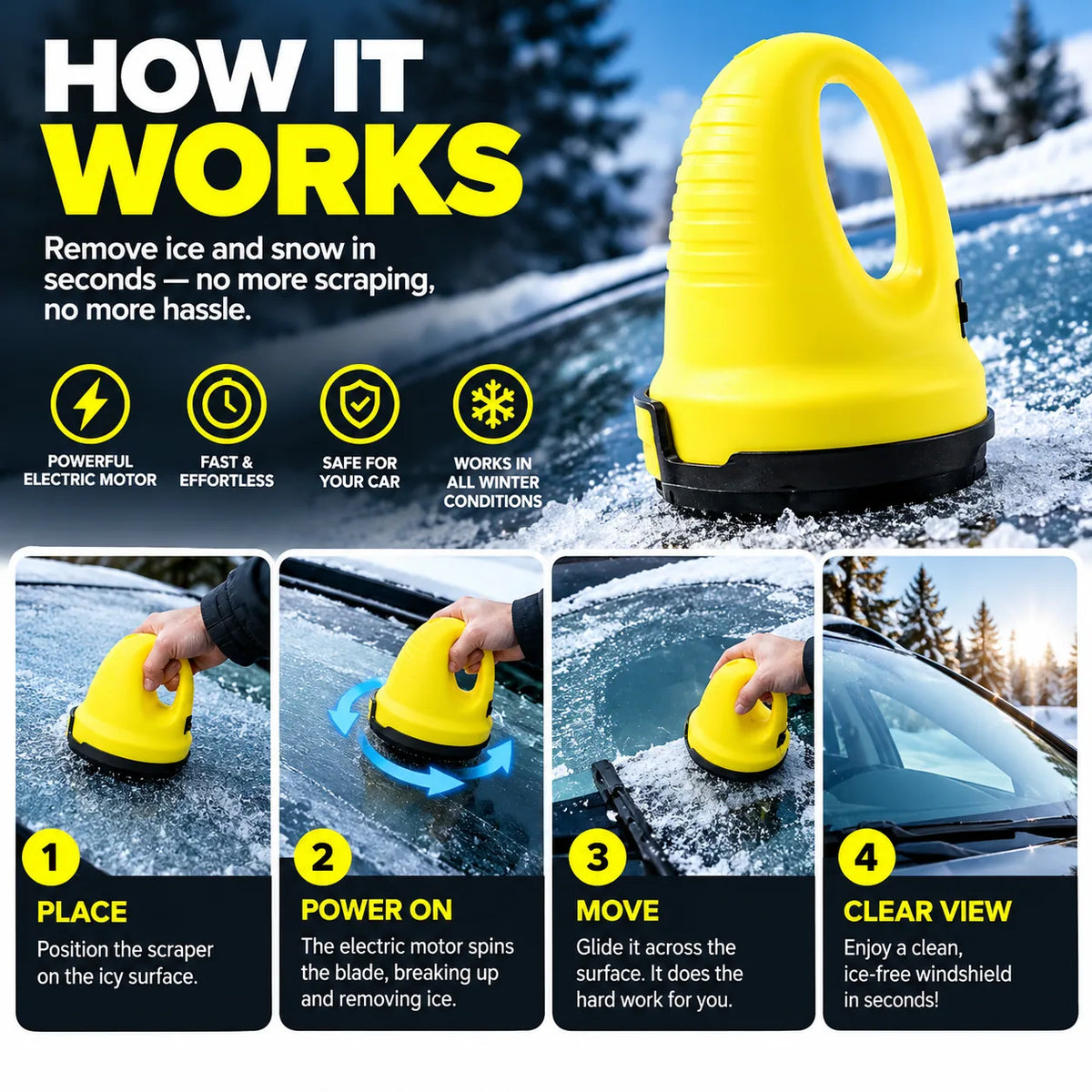 FrostGlide™ — Cordless Rechargeable Electric Ice Scraper